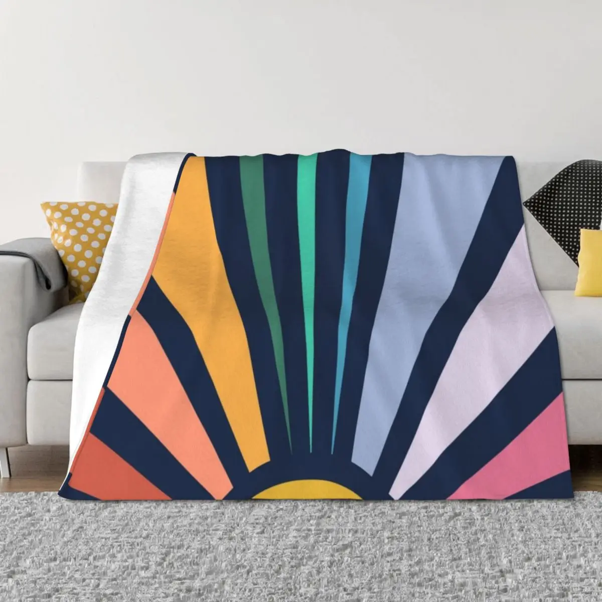 

Boho Vintage Rainbow Sunshine Throw Blanket Hairys Giant Sofa bed plaid anime Blankets