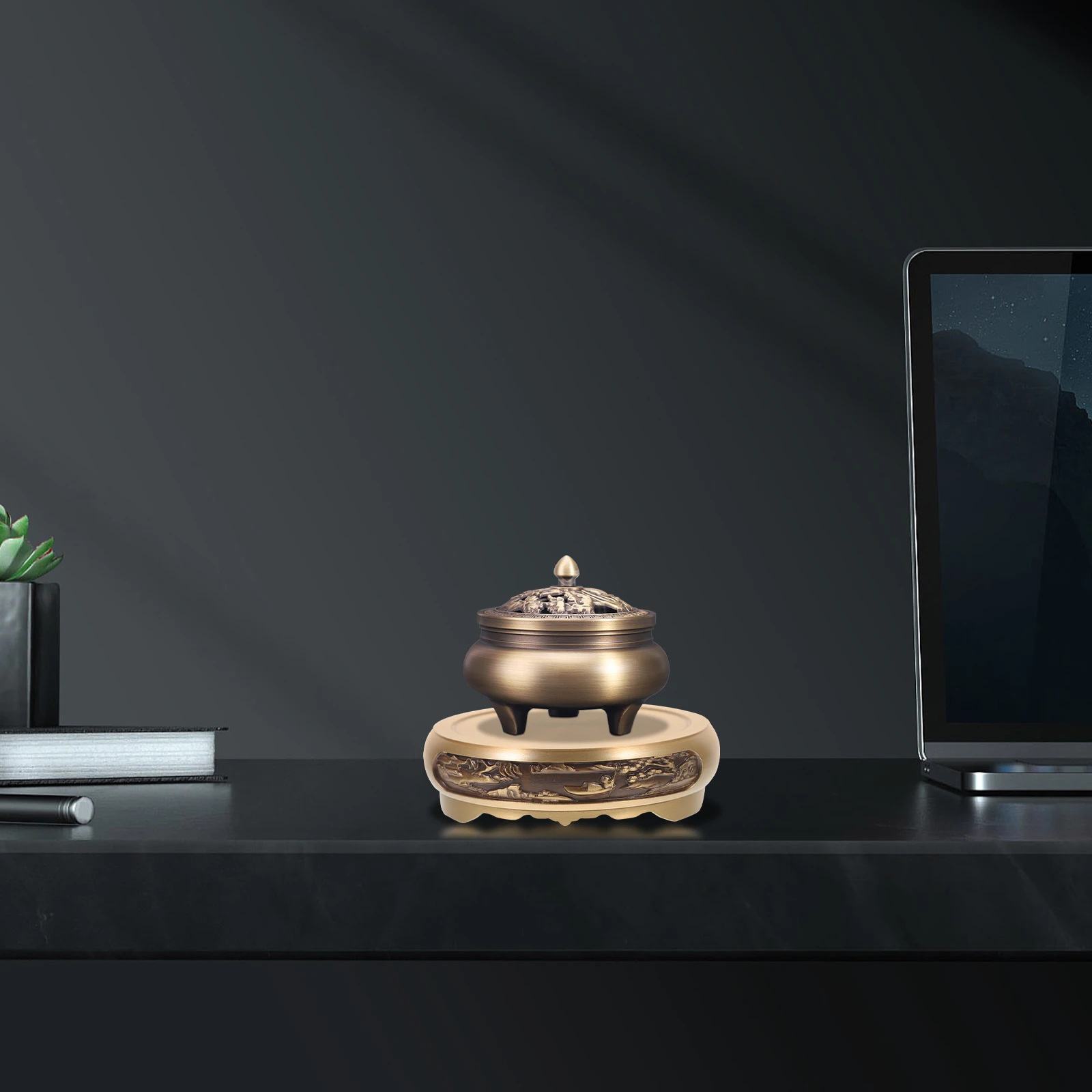 

Copper Round Incense Burner Base Delicate Displaying Stand Crafts Aromatic Home Decoration Incense Burner Base