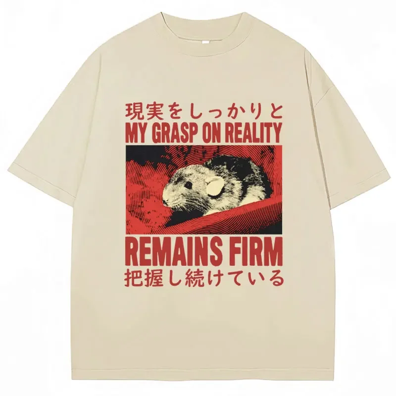 Funny Meme T Shirt My Grasp on Reality Remains Firm Print Vintage Style Short Sleeve Men Women Creativity Popular Cotton T-shirt