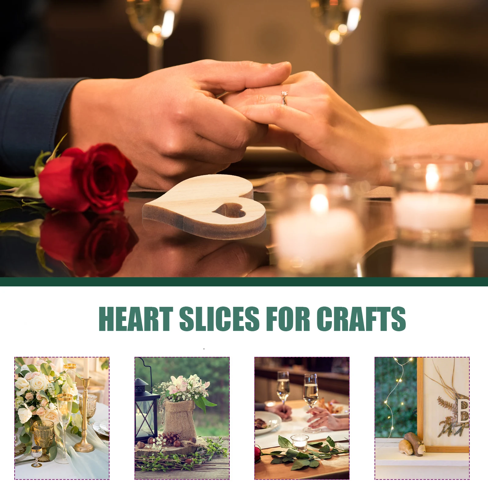 

50pcs Heart Shaped Wood Slices Smooth Surface DIY Craft Supplies Valentine Decor Wooden Pieces Unfinished Wood Material
