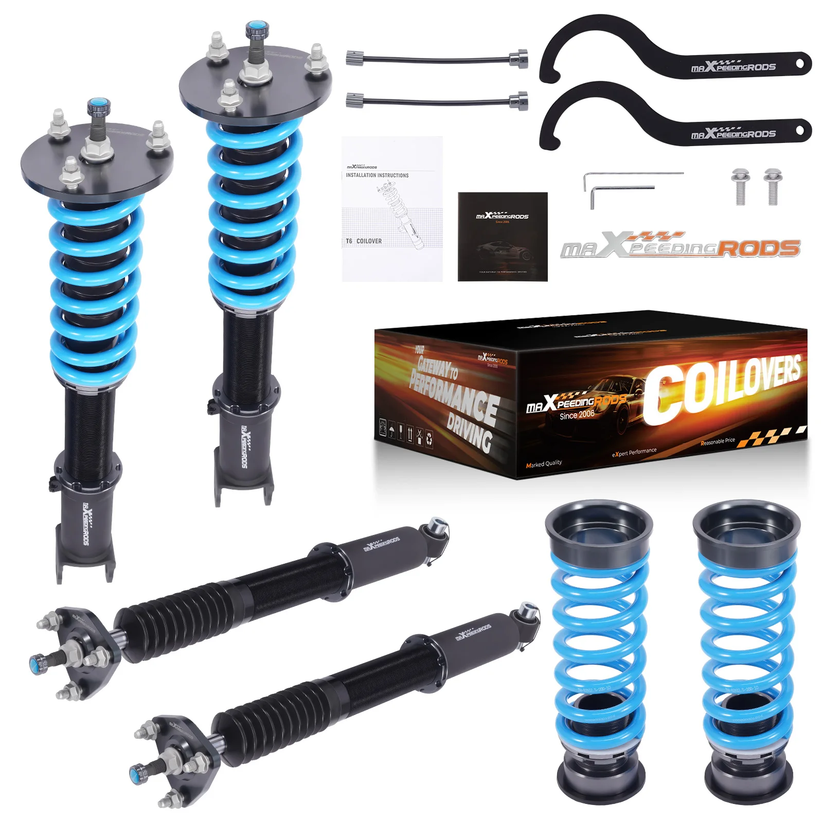 MaXpeedingrods Height Ajustable Twin Tube Front & Rear Coilover Spring Shock Absorber for Lexus IS200T IS300 IS350 RWD 2017-2025