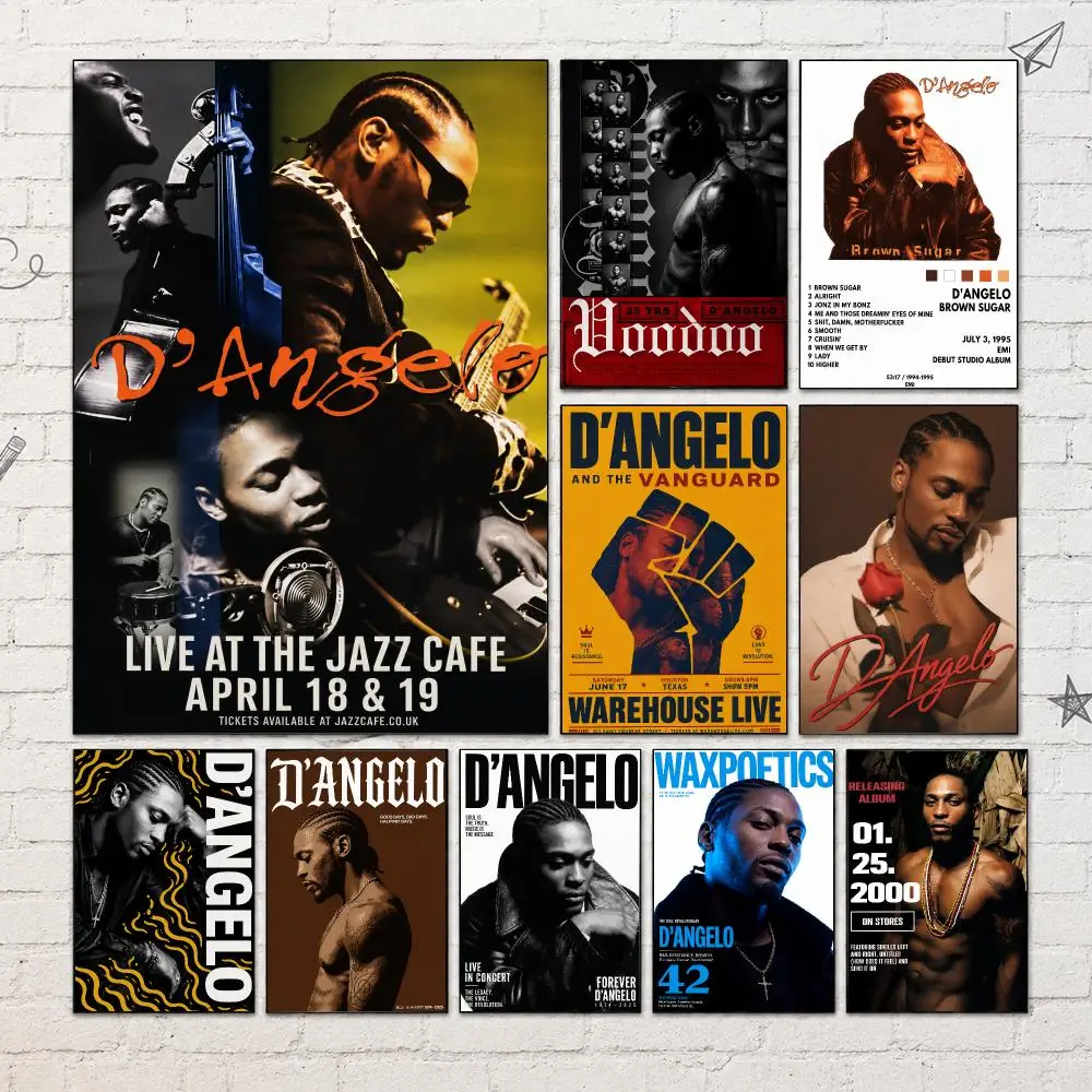 Sänger D-D'Angelo Poster PP Selbstklebende Wasserdichte Wanddekoration für Schlafzimmer, Wohnzimmer, Studentenwohnheim, Bar Ästhetisches Dekor Geschenk