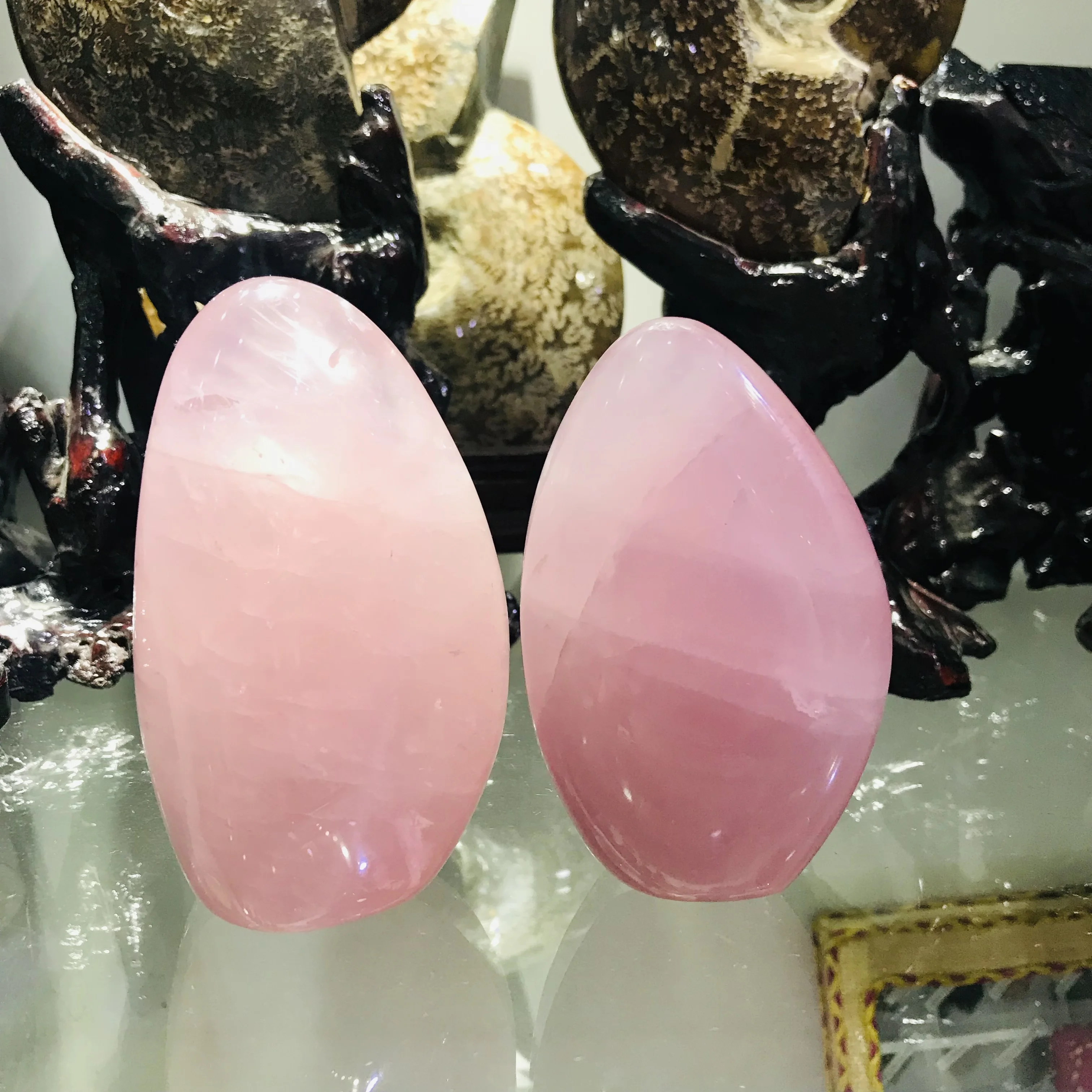 Natural Rose Quartz Color Crystal, Reiki Healing Ball Furnishing Articles Raw Ore Specimens Alleviate Fatigue Stone