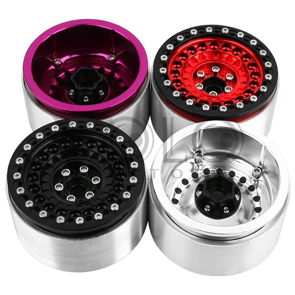 2/4Pcs 2.2 Inch Metal Alloy Beadlock Wheel Hub Rim Rims Aluminum Alloy for TRX4 TRX6 Axial SCX10 III  1/10 RC Crawler