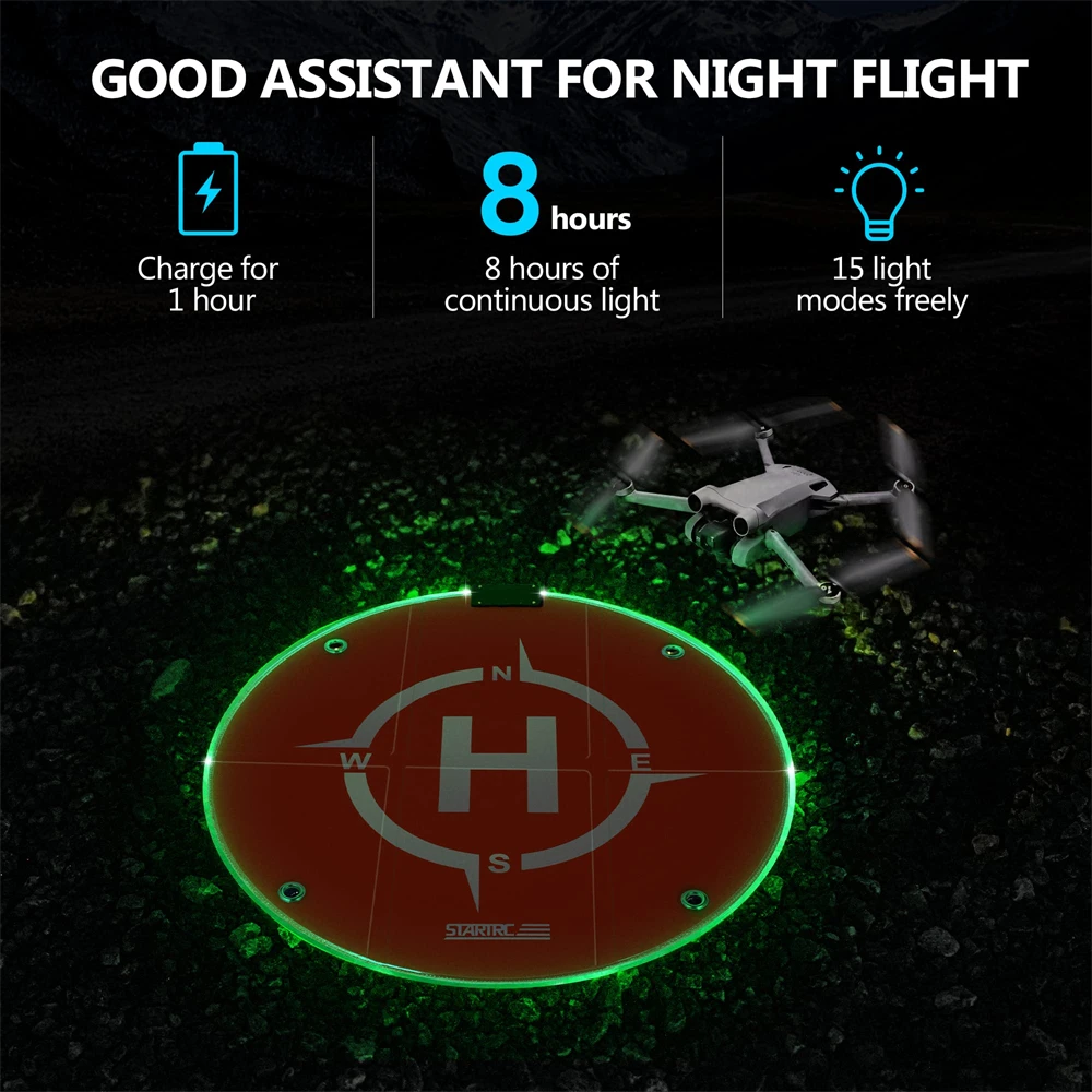 Drones Landing Pad with LED Light, Luminous Universal Portable Helipad for DJI Mini 3/Mini 3 Pro/Air 2S/Mavic Mini 2//Mavic 3