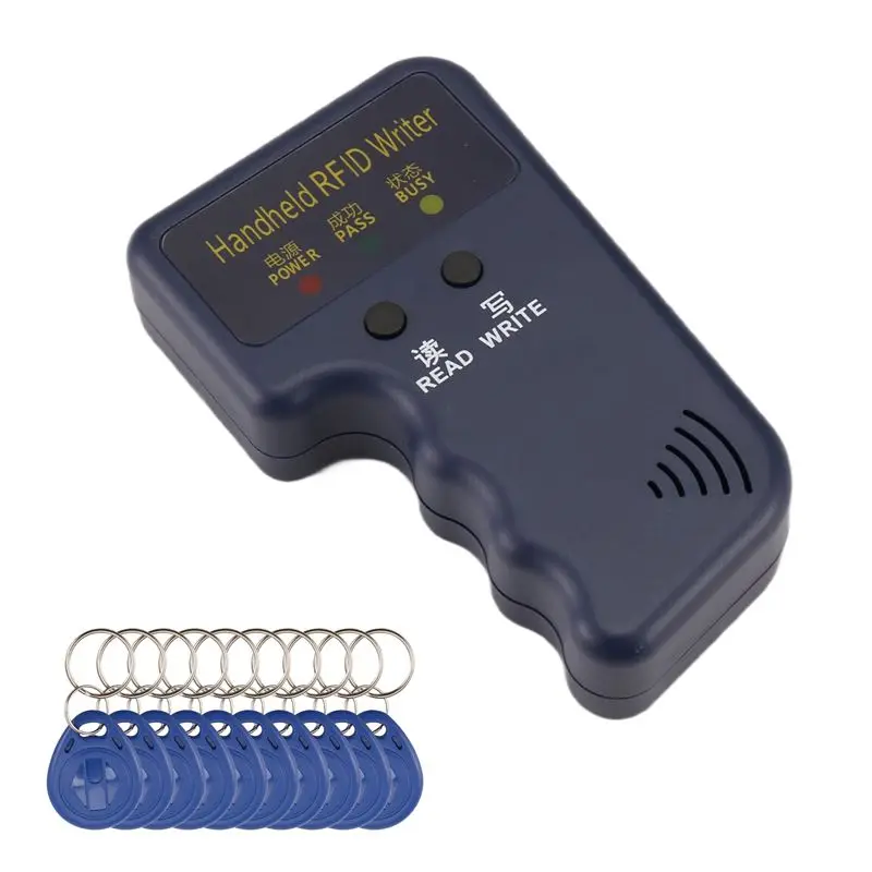 B67C Handheld 125Khz RFID Reader Writer Duplicator Copier, Upgrade ID Card Cloner Programmer, With 10Pcs Rewritable Cards