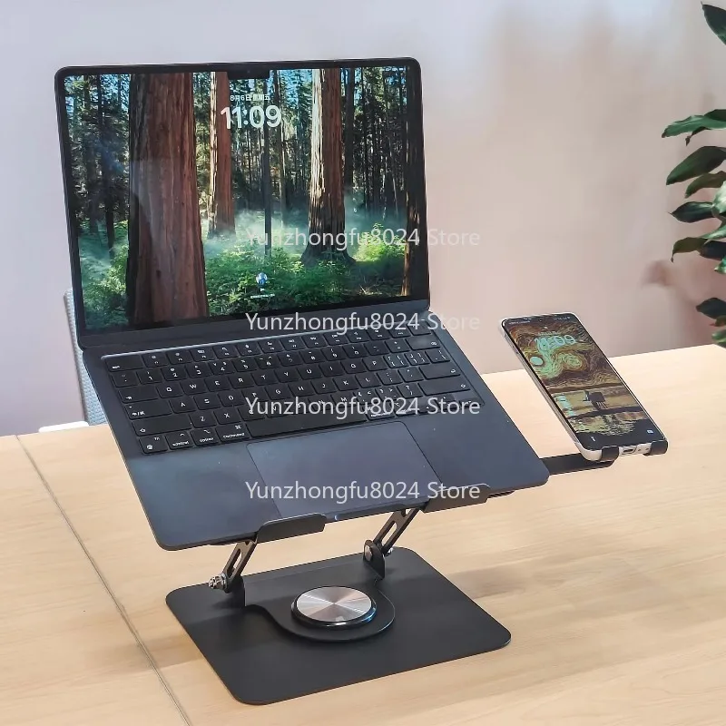 New Laptop Stand with Phone Stand Carbon Steel Adjustable Height Portable Laptop Stand with USB Port