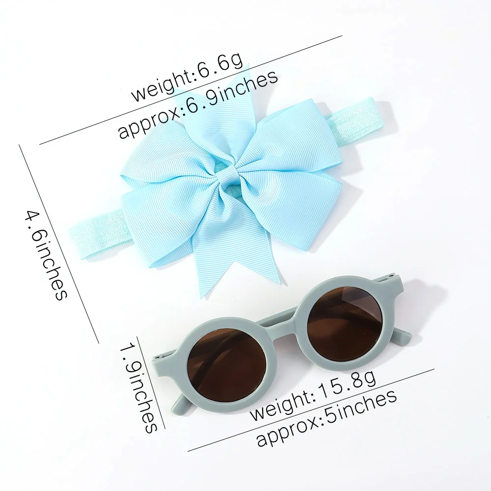 2Pcs/Set Newborn Solid Color Bows Headbands Baby Cute Seaside Sunglasses For Boys Girls Fashion Kids Headwear Hair Accessories