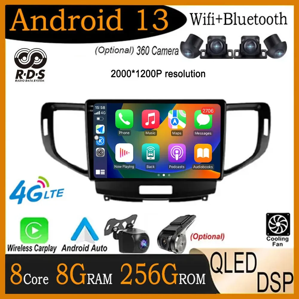 

9 lnch For Honda Accord 8 2008-2012 Car Multimedia Player Video DSP IPS 4G+wifi GPS Navigation Carplay auto stereo screen