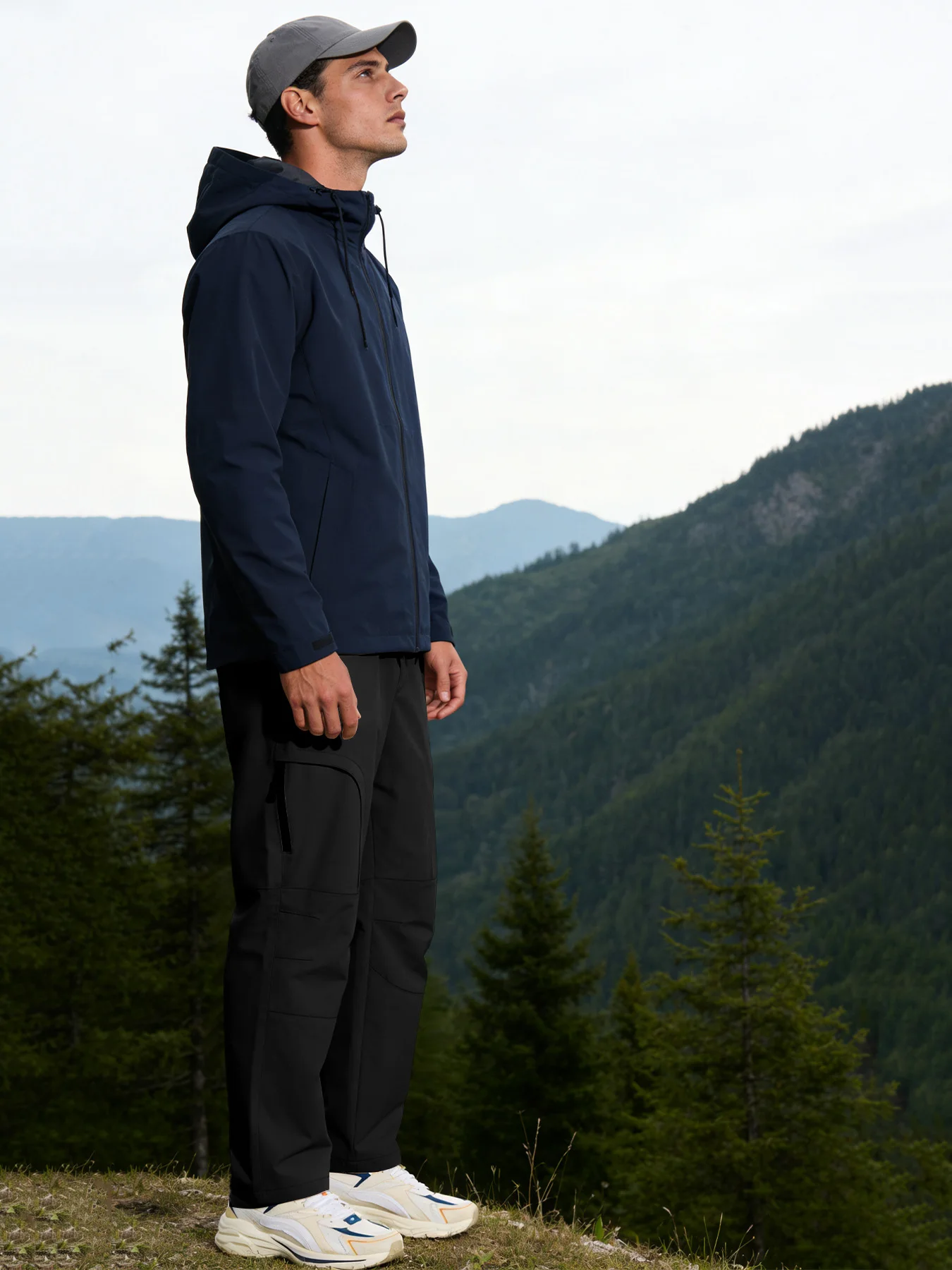 سراويل المشي لمسافات طويلة للرجال، سراويل الحماية من الشمس، 5 جيوب للركض، خصر مرن