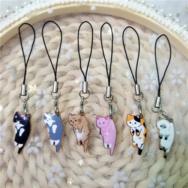 Smycz dla kota dla IPhone Samsung Huawei Xiaomi etui na telefon komórkowy pasek kotek breloczki torba wisiorek dekoracja brelok prezent