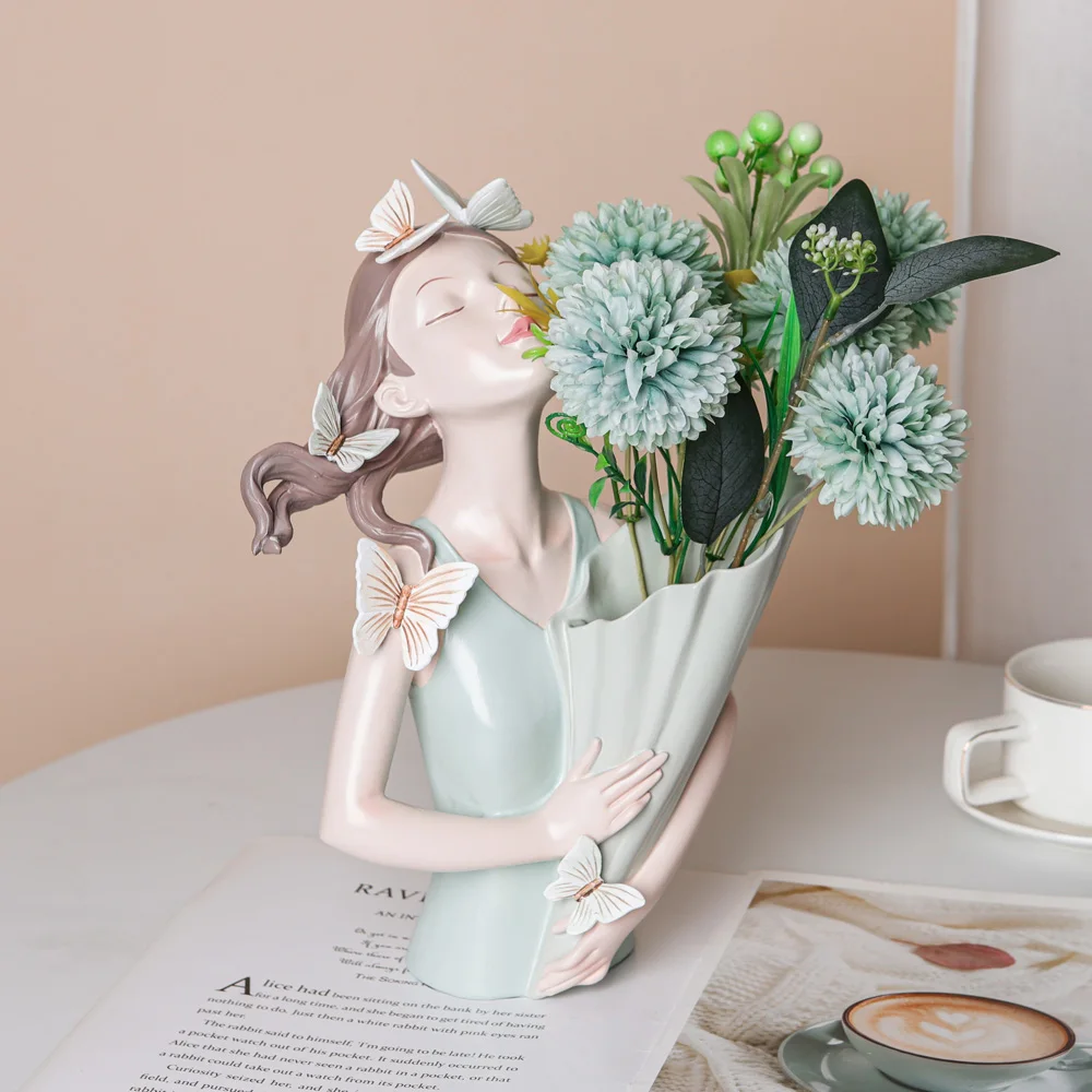 

Мятно-зеленая скульптура девушки-бабочки, модель бюста, художественные современные статуи для хранения, домашняя гостиная, настольный декор, фигурка персонажа