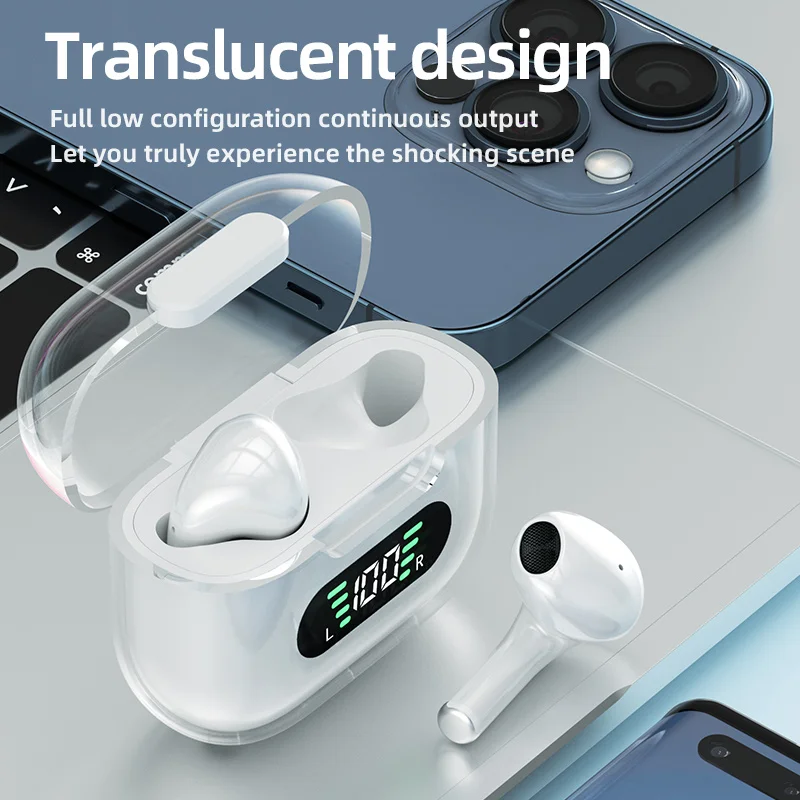 New M16Pro Headset Wireless Bluetooth Earphones tws In Ear Earbuds Ultra Long Range Translucent Spacecraft Sports Headphones