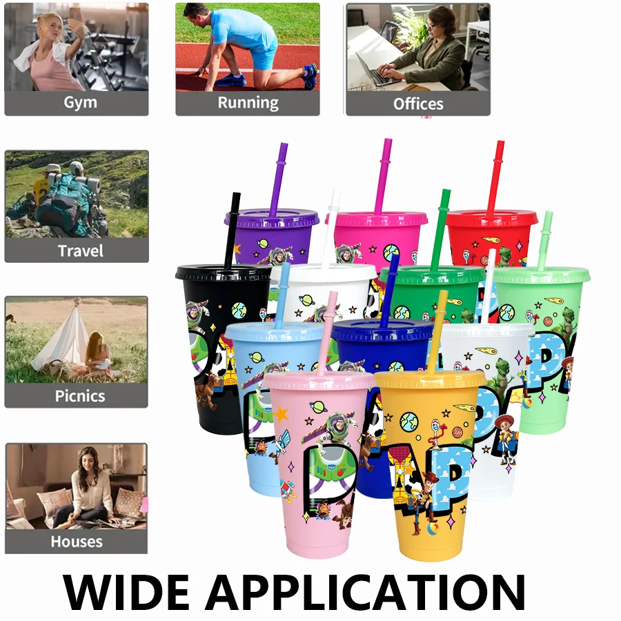 12 szt./opak. Disney, Toy Story, plastikowe kubki w kolorze denim, 770 ml, przybory do picia na przyjęcie urodzinowe, kubek na sok, kawę
