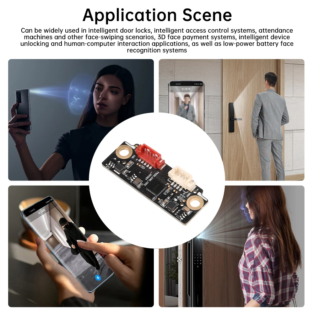 FM225 3D Face Recognition Module DC5.5-9V Live Detection UART&USB For Security/Access Control/Attendance System Smart Door Lock