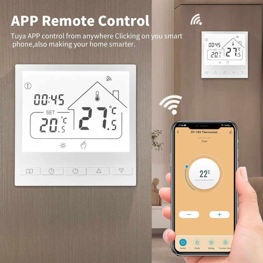 Tuya WiFi Smart Thermostat LCD Display Touch Screen Electric Floor Heating Water/Gas Boiler Voice Control Work With Alexa Alice