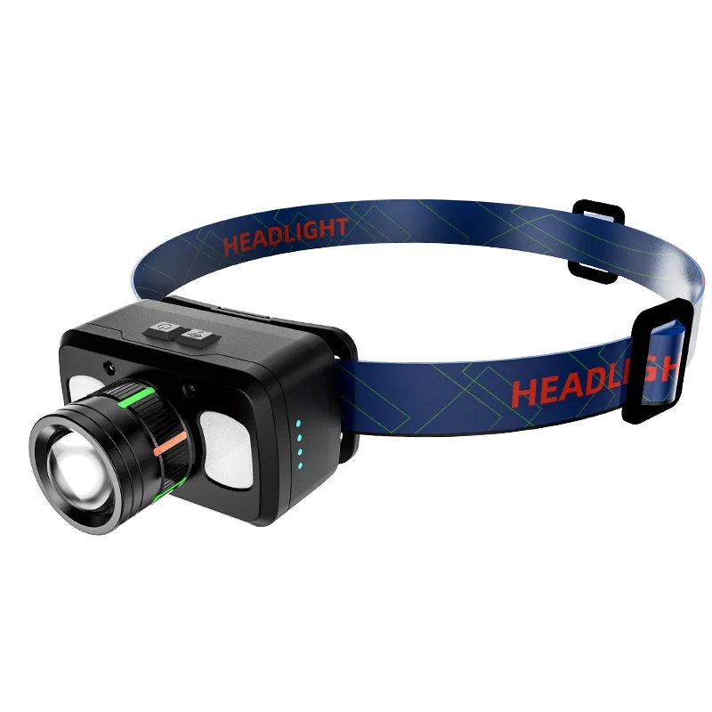 LED Headlamp USB Rechargeable Headlight Wave Sensor Head Flashlight Outdoor Houshold Lamp for Camping Hiking Emergency Fish