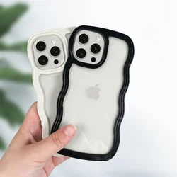 Curly Wavy Lines Phone Case For Iphone 16 15 14 13 12 11 Pro Max 15 14 Plus Shockproof Transparent Cover For Iphone XS Max Funda