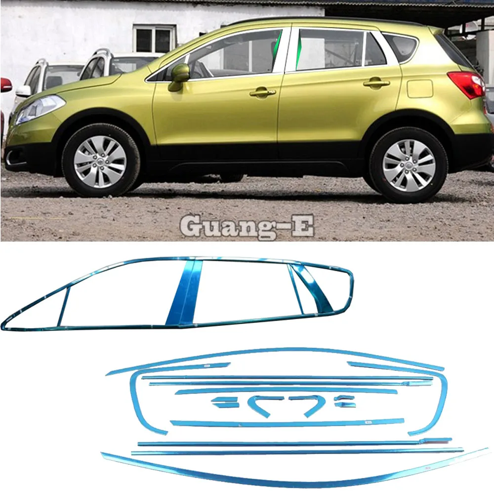

For Suzuki S-Cross Scross SX4 2014 2015 2016 2017 Car Styling Stainless Steel Glass Window Garnish Pillar Middle Column Trim