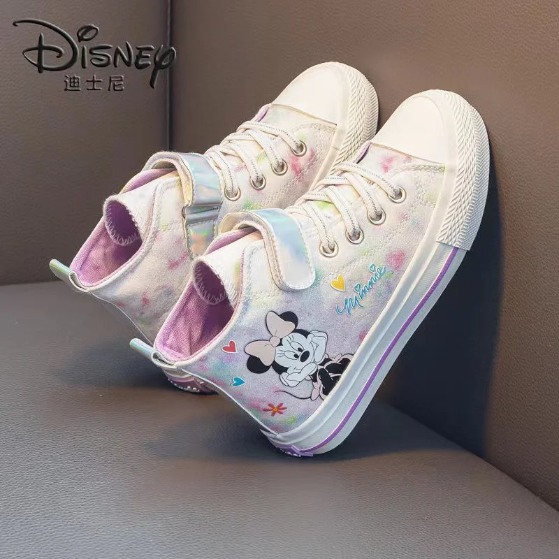 Minnie Mouse spring autumn high-top canvas girls shoes princess new cartoon baby canvas shoes children\'s student casual shoes