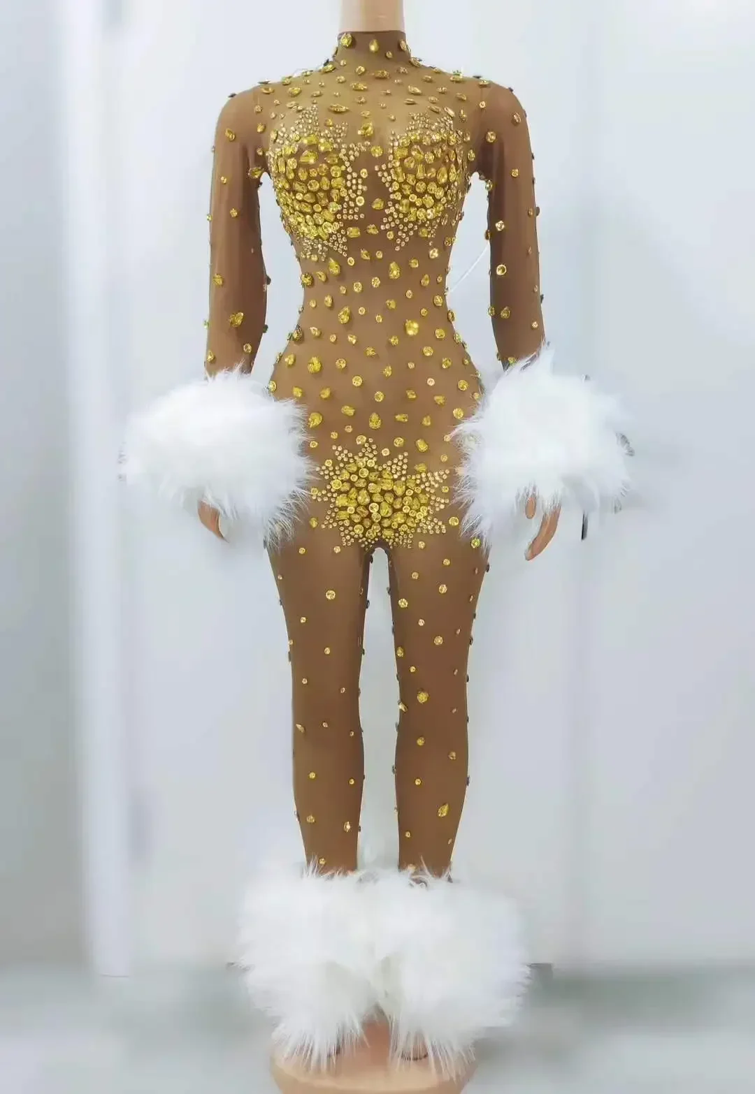 Traje de Drag Queen para Festival, ropa de escenario para club nocturno, monos con diamantes de imitación para mujer de Las Vegas, mono Rave para fiesta y baile