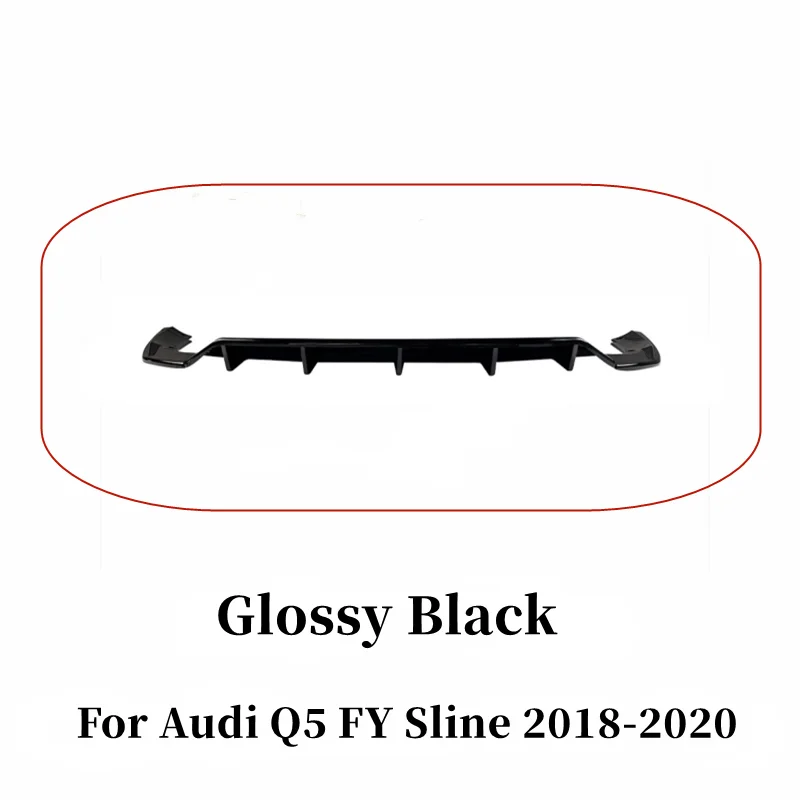 Achterbumper diffuser spoiler wing zwart carbon bodykit exterieur tuning accessoires voor Audi Q5 FY Sline 2018-2020 - afbeelding 1