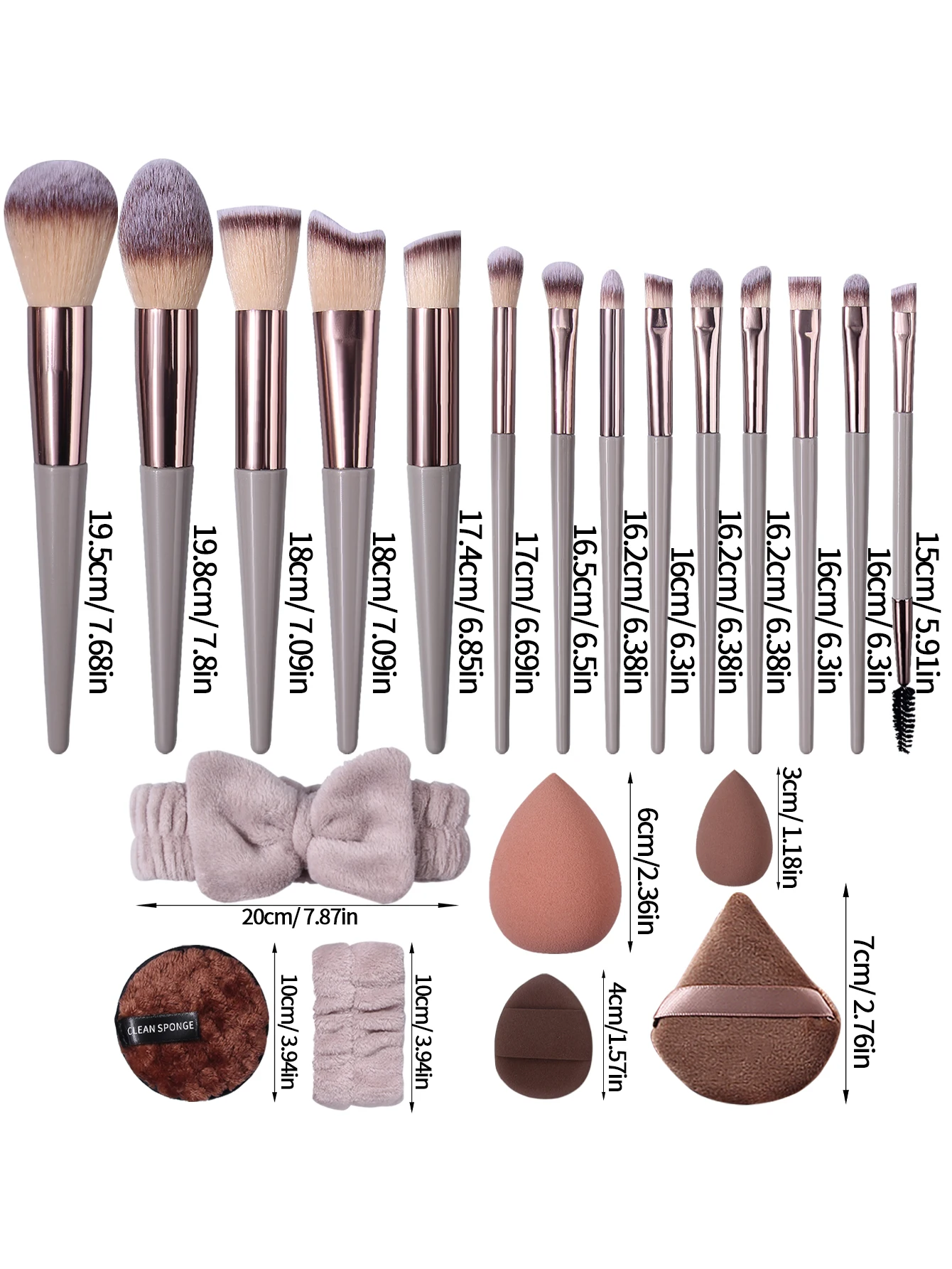 34-teiliges Make-up-Werkzeug, einschließlich Make-up-Pinsel-Set, ein Schönheitsei, ein Puderquasten-Set, ein Haargummi und ein Reinigungsquasten