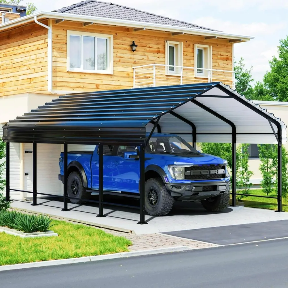 12 x 20 FT Heavy Duty Metal Carport Canopy with Galvanized Steel Roof, Outdoor Car Tent Metal Garage Shelter for Car, SUV,Trucks