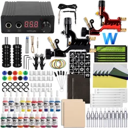 Complete Rotary Tattoo Machine Kit Tattoo Gun with Power Supply Needles Ink Set Tattoo Artists and Beginners Kits Tattoo Supply