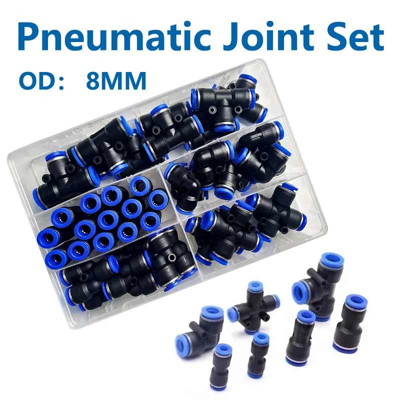 

41 PCs Boxed Pneumatic Connectors Kit 8mm 6mm Outer Diameter of The Hose Pipe Tube Air PU-8/PE-8/PZA-8/PY-8/PV-8