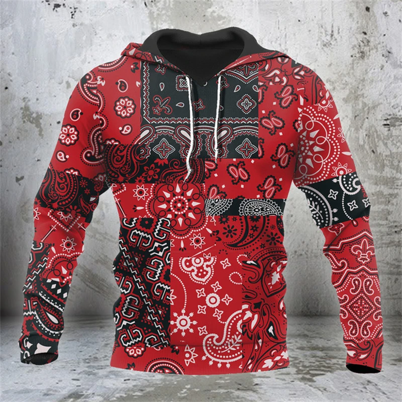 Nieuwe Heren Hoodie Bandana Streep 3d Print Mode Street Lange Mouw Capuchon Casual Jack Pullovers Outdoor Tops