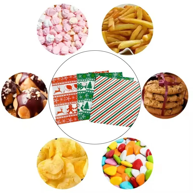 Weihnachtswachspapierbögen, festliche Lebensmittelverpackung für Kekse, Snacks, Feiertagskaufen, Backgeschenke, Süßigkeiten-Verpackungszubehör
