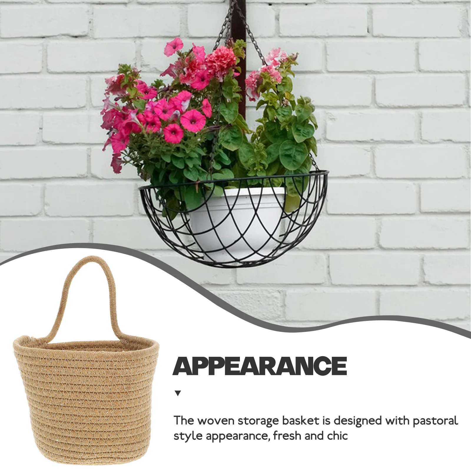 

Rustic Woven Hanging Planter Wall Basket Heavy Duty Storage Home Decor Versatile Flower Holder Wall Basket Woven Storage Basket,