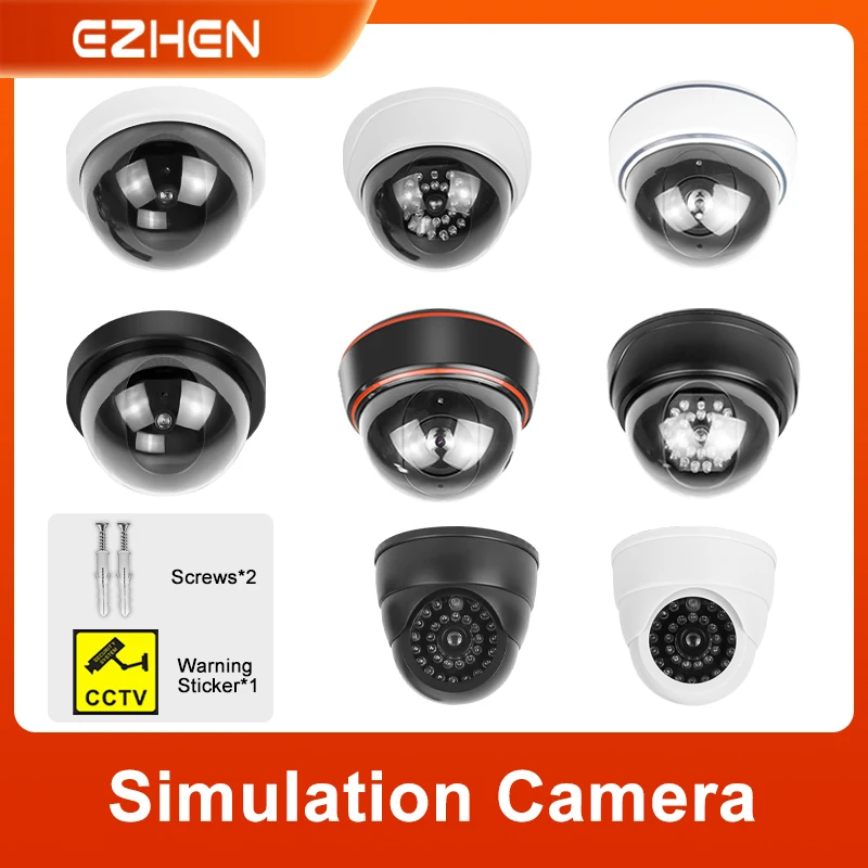 Fake Camera  Simulated Camera CCTV Surveillance Simulation Dome Camera LED Light Deter Thieves Protection Home Office Security