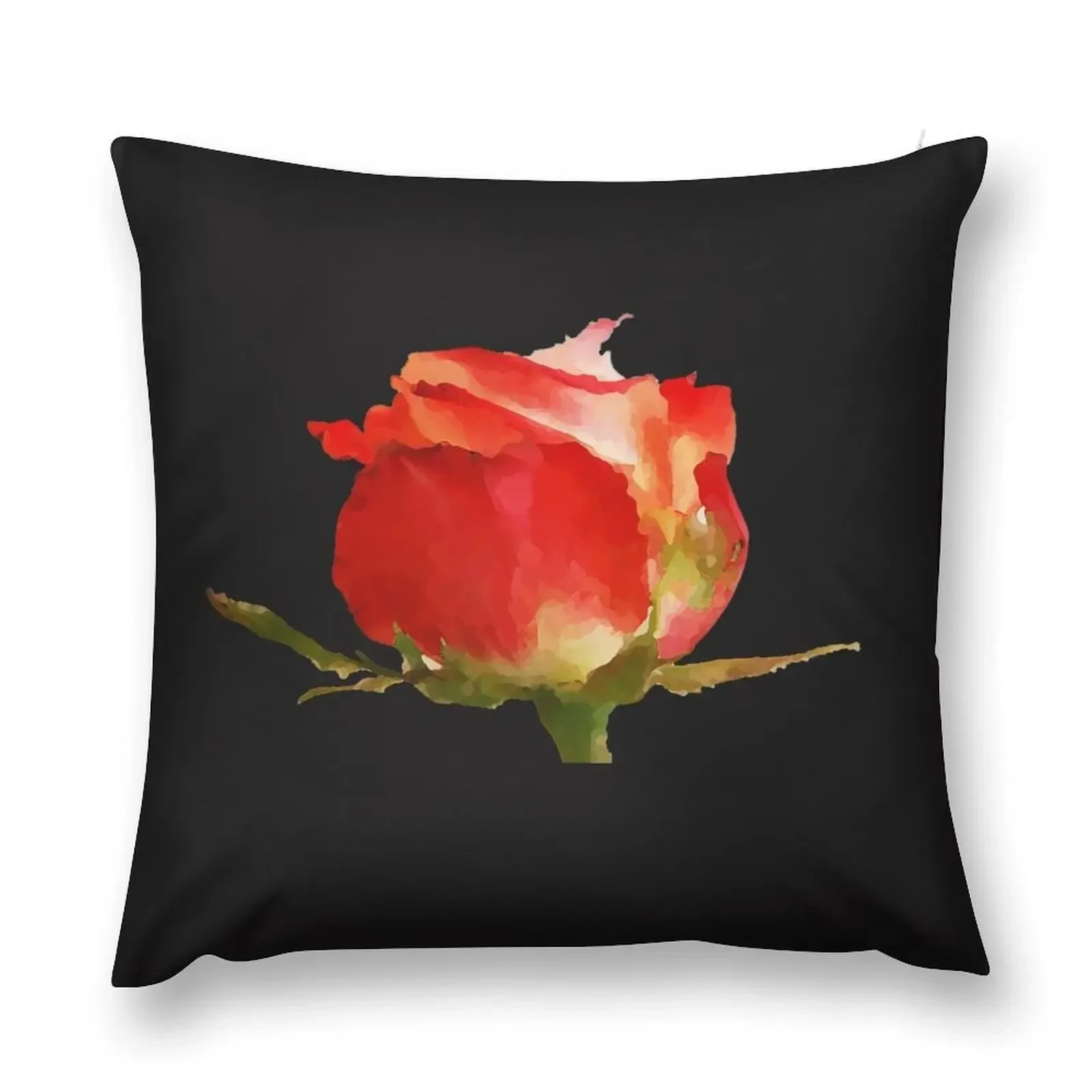 Romantic Rose - Red Watercolor Floral Bud Throw Pillow Cushions For Sofa Custom Cushion Cushions For Decorative Sofa pillow