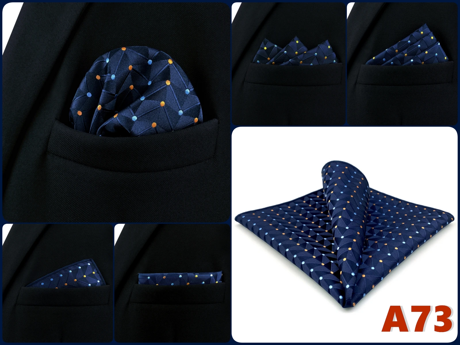 Pocket Square Handkerchief for Men Polka Dot Dots Plaid Check Checkered Suit Pocket Towel Hanky Mens Gift Wedding Business Party
