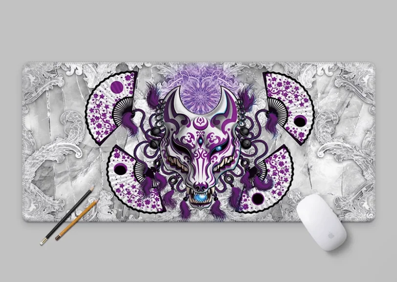 

Gothic Horror Fox Mask Mousepad Super Large Waterproof Natural Rubber Accessories The Table Laptop Anime Gaming Laptop Office