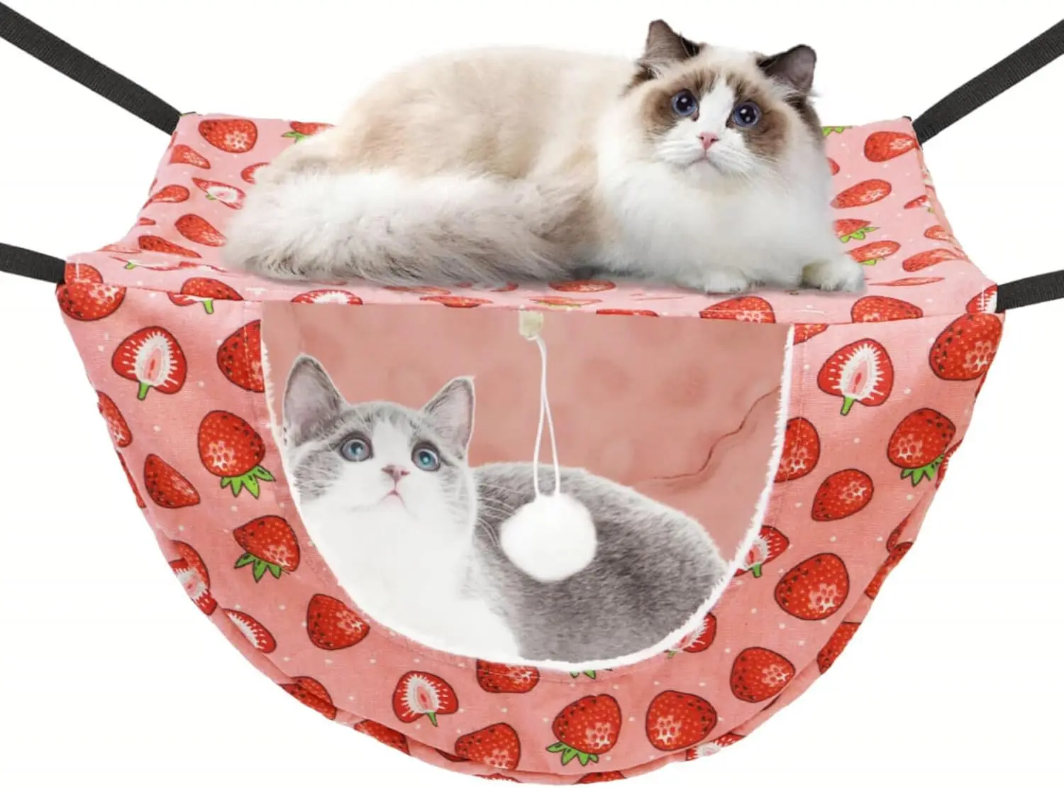 

Cat Cage Hammo With Ball,Double Layer Hanging Adjustable Soft Pet Bed Suit For Kitten Ferret Puppy Rabbit Or Small Pet, 2 Level