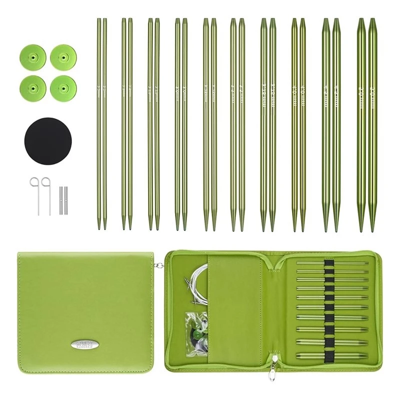 ABFU-Interchangeable Circular Knitting Needles Set(10-Pair), Metal Tools With 4 Yarn Cords And Storage Carry Bag Project