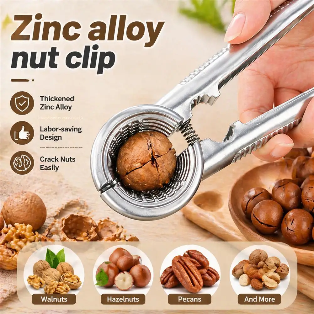 Rompe Nueces Multifuncional, Herramienta para Pelar Nueces de Cocina, Clip de Aleación de Zinc para Romper Almendras, Nueces, Pecanas y Avellanas