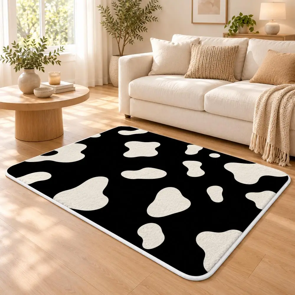 Cream Abstract Floor Mat Flannel Rug Soft Non Slip Washable Door Mat for Bedroom Living Room Home Decor 4