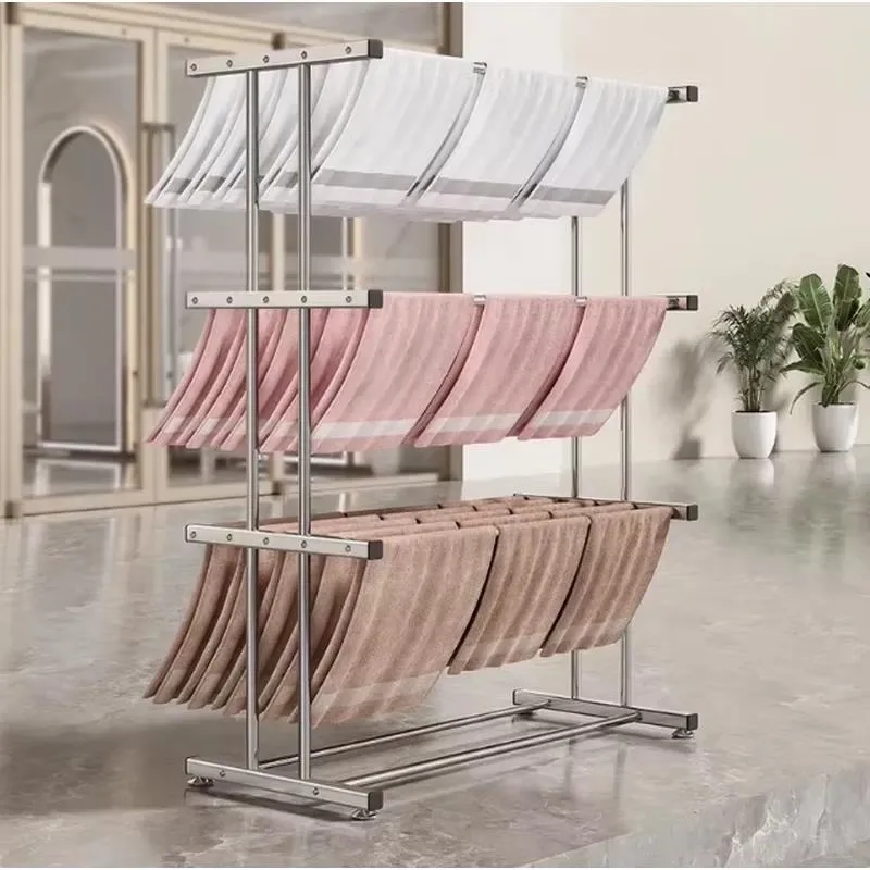 Modern Multi Layer Vertical Stainless Steel Towel Rack Storage Organizer for Gym Living Room Bedroom Home Use Space Saving