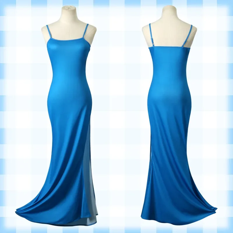 Game Genshin Impact Shenhe Cosplay Costume para Mulheres, Vestido Camisola Azul, Cardigan De Malha, Roupas De Carnaval, Adulto