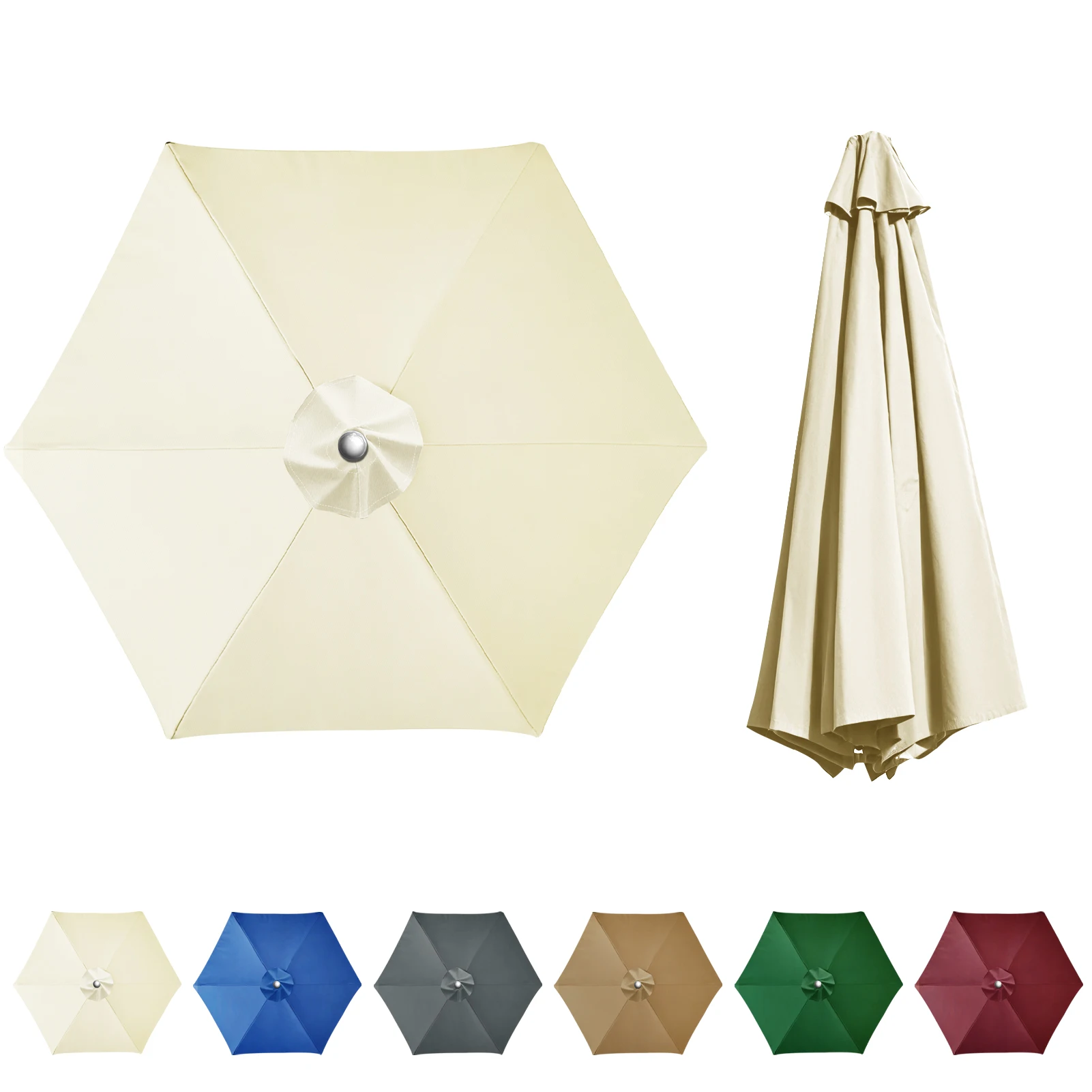 Waterdichte vervangende parapluhoes 2/3M Patio Parasol Cover UV-Anti Canopy Cover Vervanging Parasol Cover voor balkontuin - afbeelding 2