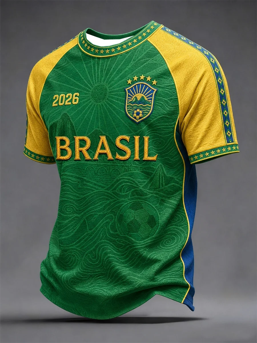 2026 New Brazilian National Trend Design Football Shirt, Fan Surrounding Quick Drying Leisure Sports Men's T-shirt