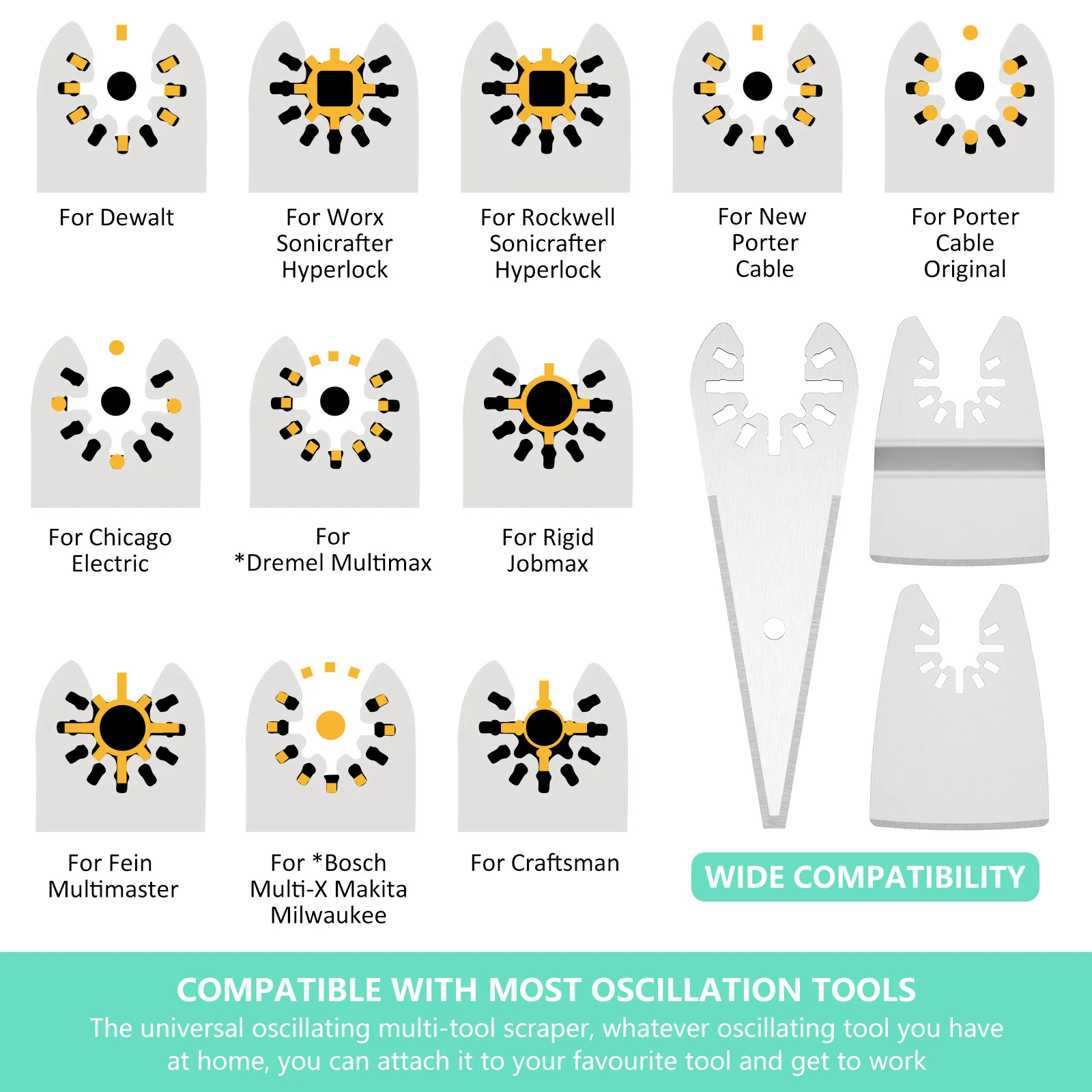 15Pcs Oscillating Tool Scraper Blades Kit Multitool Scraper Blade Multipurpose Flexible and Rigid Cutting Scrapers Set Universal