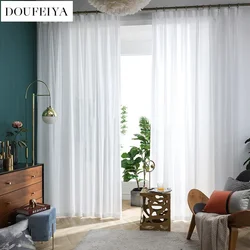 1Pc  Super Soft Chiffon White Tulle Sheer Curtains for Living Room Lining Bedroom Window Decor HOTEL Door Luxury Modern 거즈 커튼