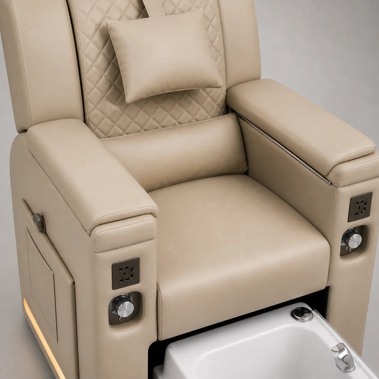 WYRAX Wellness Spa Ergonomic Recliner With Kneading Massage USB Charging And Built In Basin Pedicure Chair For Nail Studio