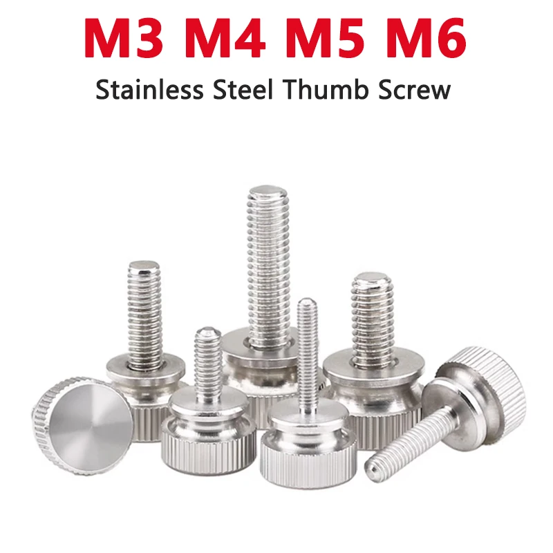 

1/5pcs M3 M4 M5 M6 Stainless Steel Thumb Screw Knurled Hand Tightening Screws Handle Adjustment Bolt Arc Step