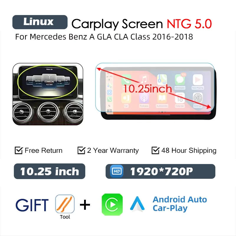 Draadloze Carplay Android Auto Scherm Voor Mercedes Benz A-klasse W176 A180 A200 A220 A250 A260 Multimedia Speler Radio GPS Navi